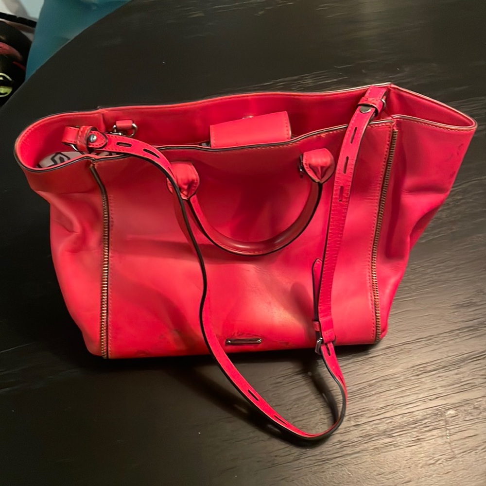 Bold Red Leather Rebecca Minkoff tote with shoulder strap